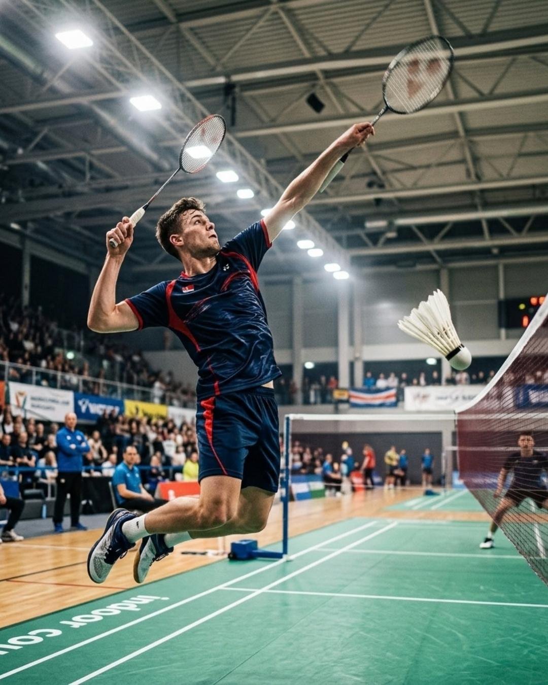 Ein Sprungsmash im Wettkampf — Website-Erstellung für Badminton-Trainer
