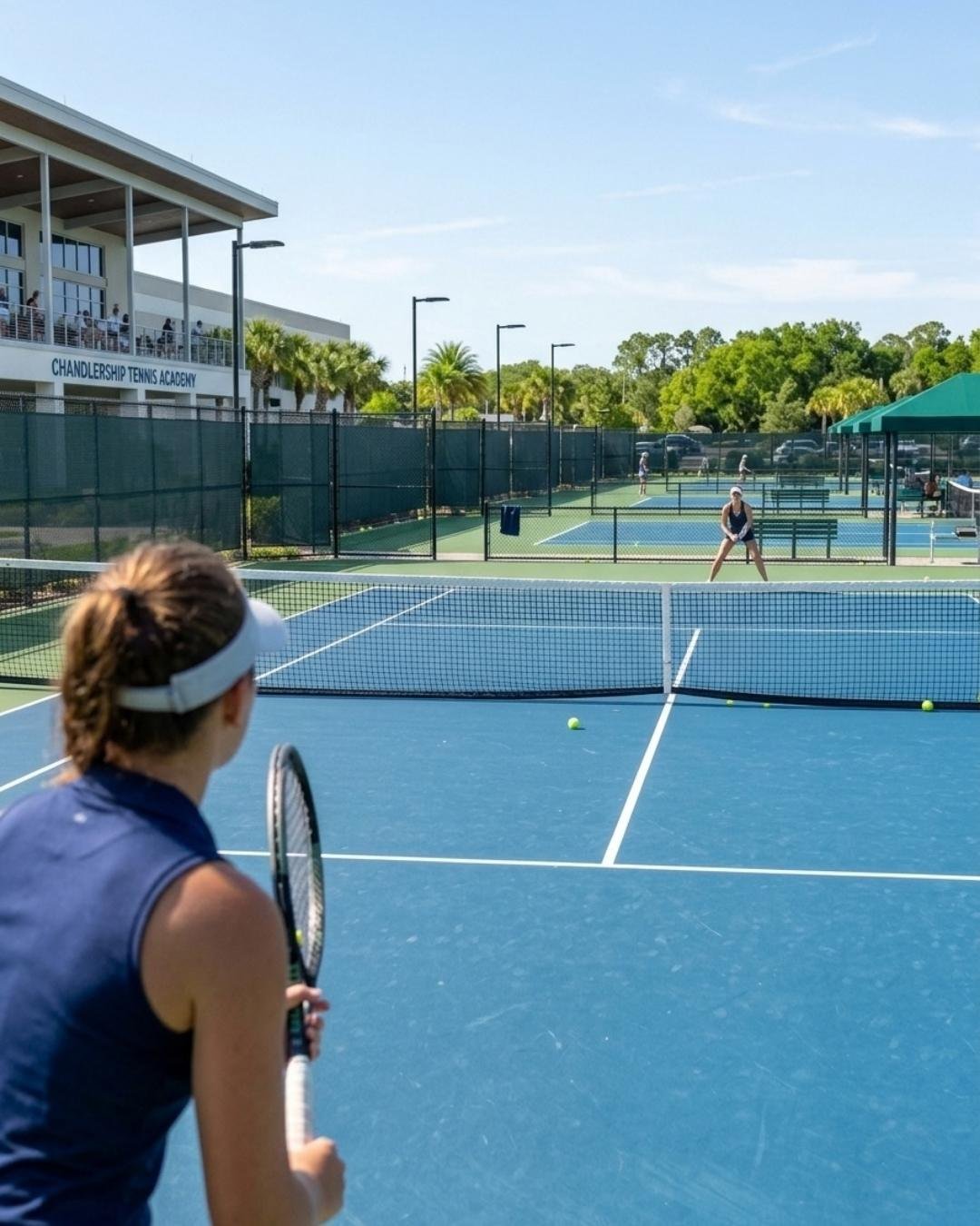 Eine Tennisspielerin am Netz — Website eines Tennistrainers