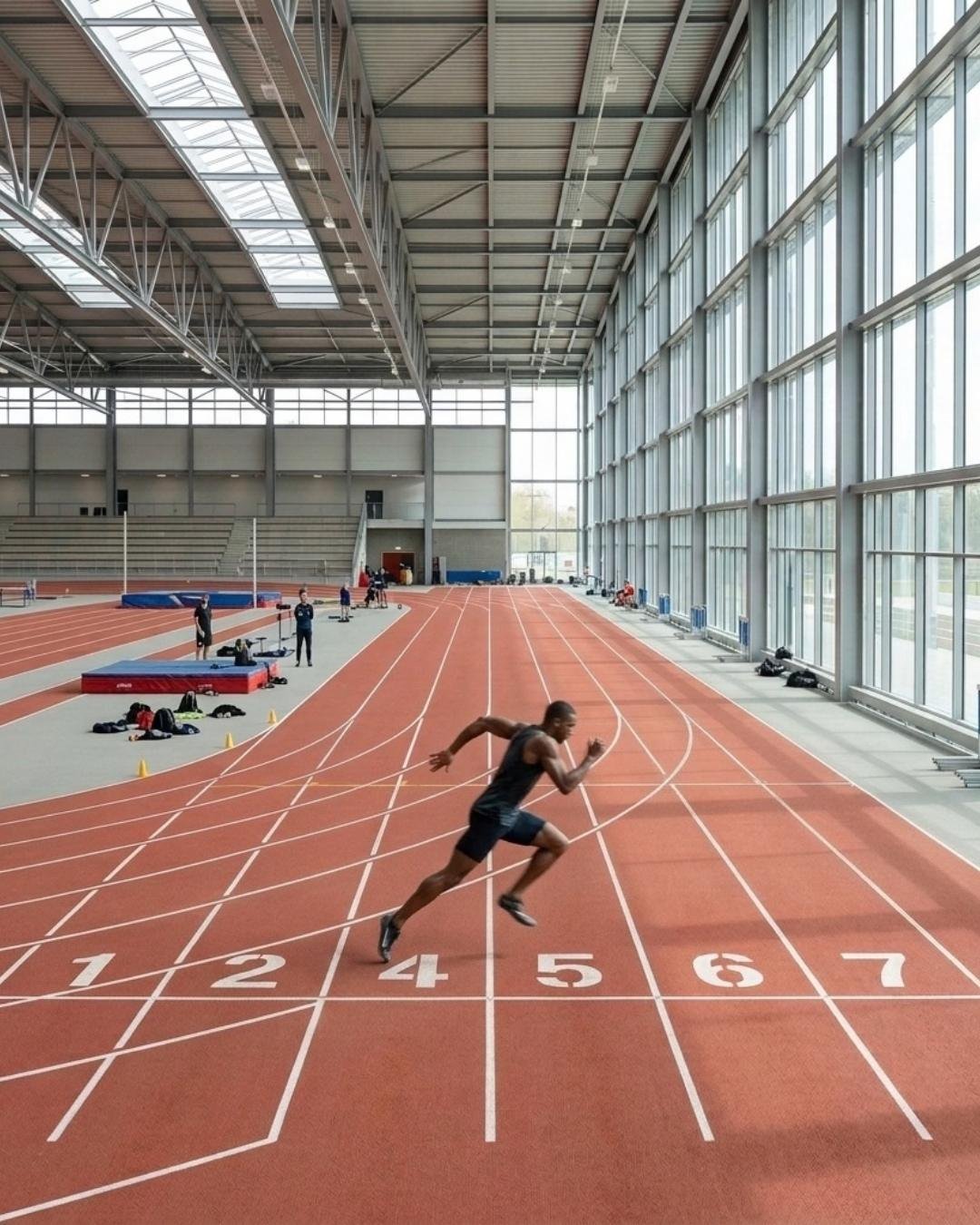 Um velocista lançado em pista coberta — site de um clube de atletismo