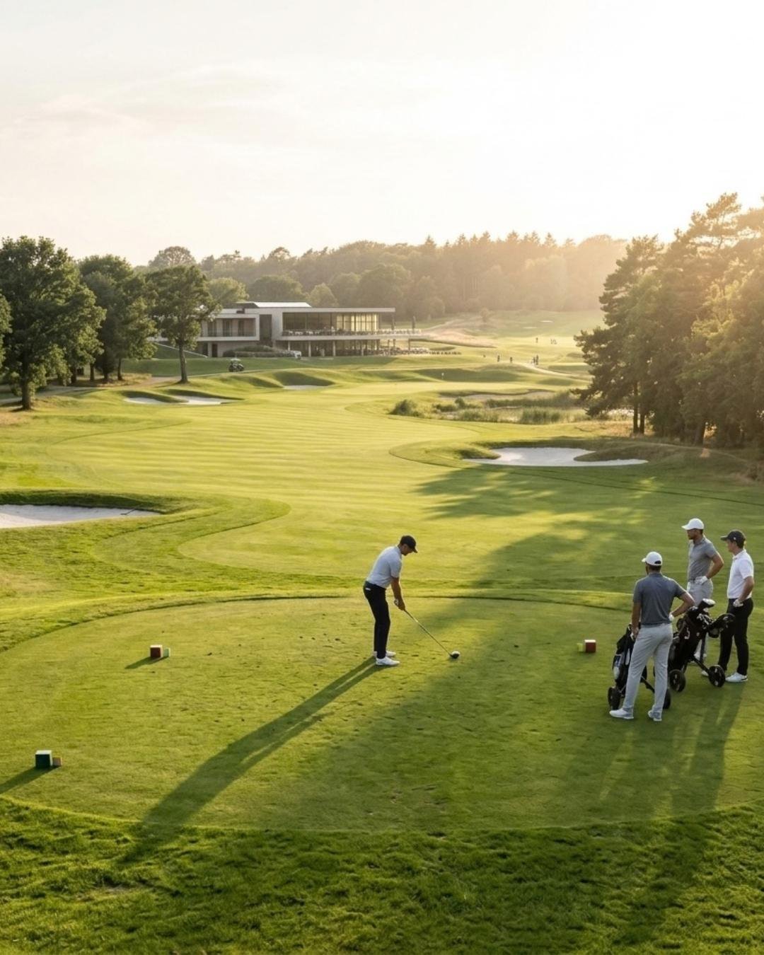 A tee shot in low sunlight — illustration from the BetterSport golf page