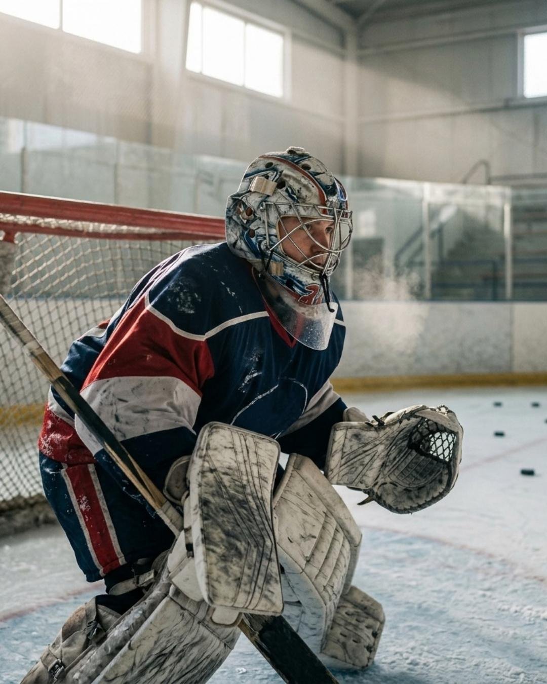 Ein Eishockeytorwart in Grundstellung — Website eines Eishockeyclubs