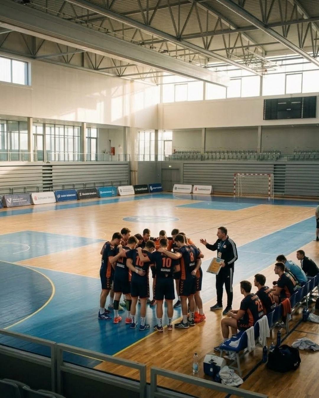 Eine Mannschaftsbesprechung am Rand des Hallenplatzes — Website eines Sportvereins
