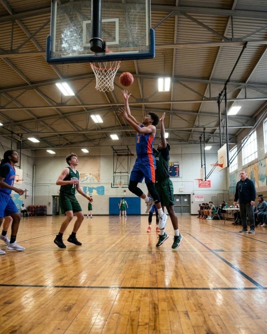 Ein Basketballspiel in der Halle — Illustration der BetterSport-Seite für Sportvereine