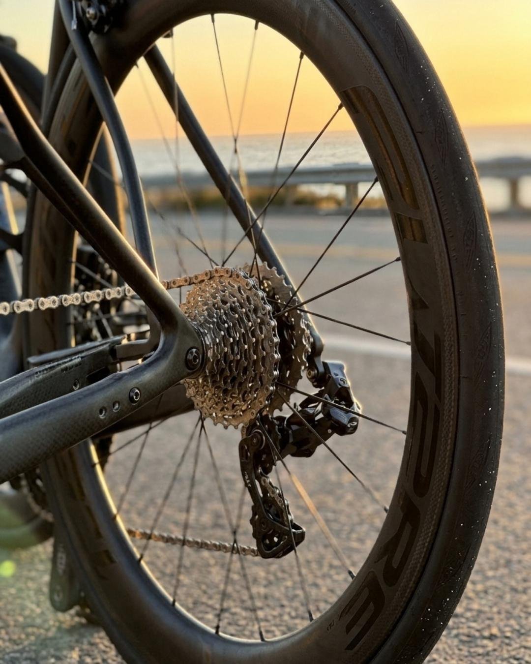 A road bike drivetrain in close-up — website design for taekwondo clubs