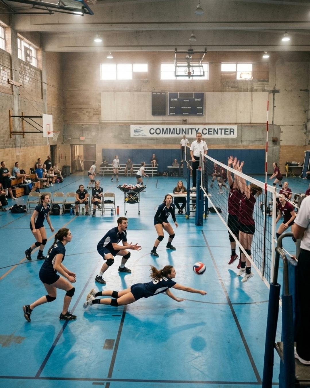 Um jogo de voleibol num pavilhão polivalente — site de um clube de voleibol