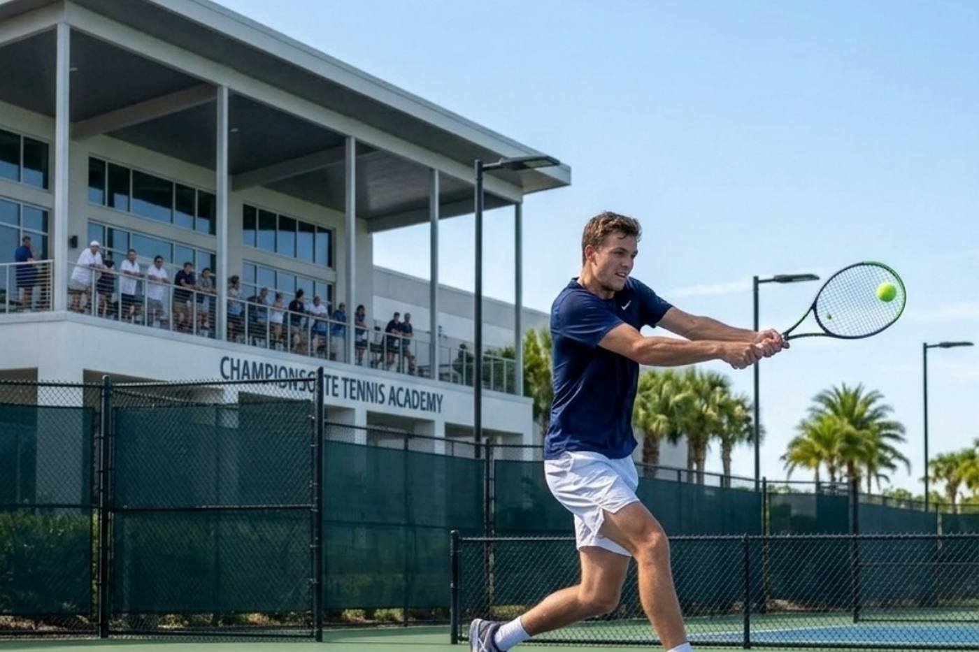 Eine gestreckte Tennis-Vorhand — Website-Erstellung für Tennistrainer