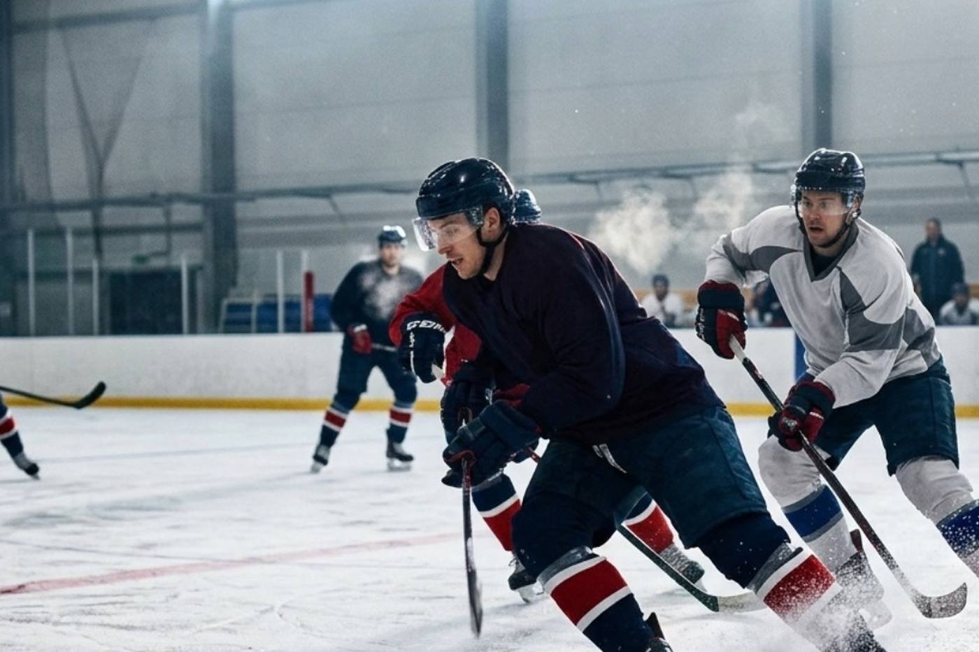 Ein Zweikampf an der Bande beim Eishockey — Website-Erstellung für Eishockeyclubs