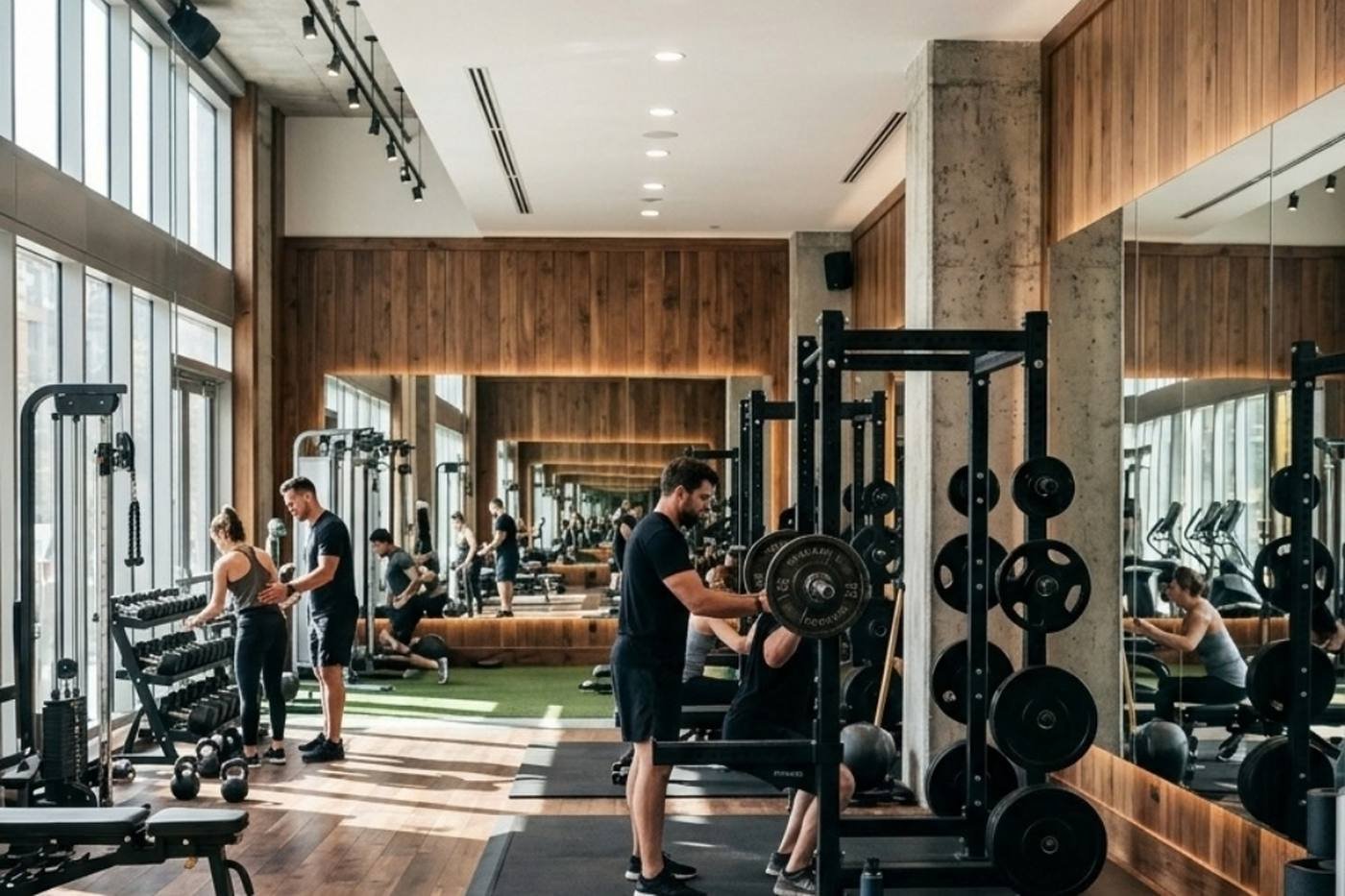 Ein voll ausgestattetes Fitnessstudio aus der Totale — Website-Erstellung für Sportvereine